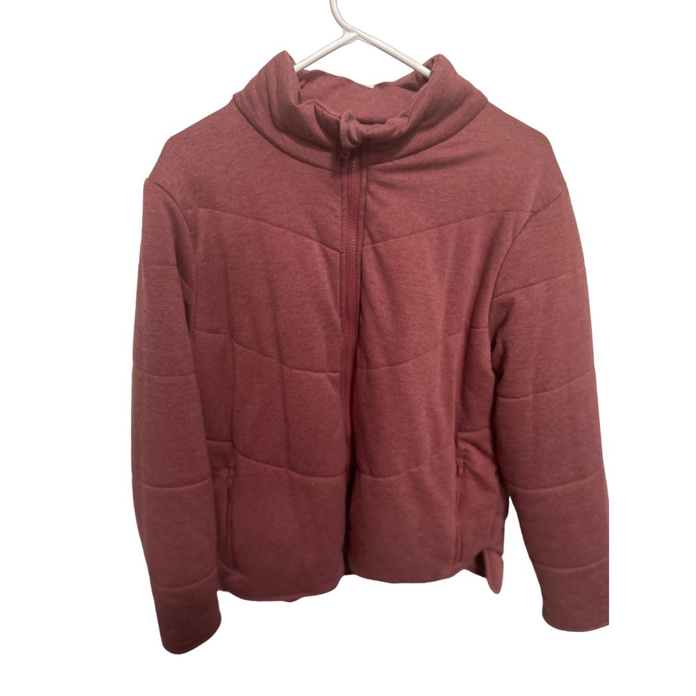 Three Dots Women's Size XL, Quilted Step Hem Knit Jacket, Heather Tibetan Red